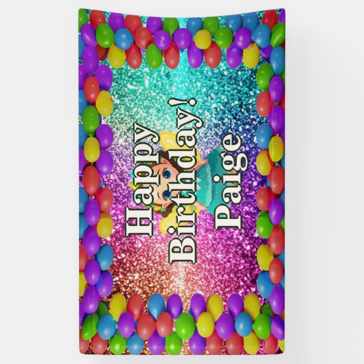 Fairy gepersonaliseerde karakter verjaardag banner (Verticaal)