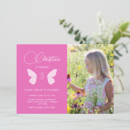 Fairy Girl Birthday Minimalist Simple Moderne Phot Kaart