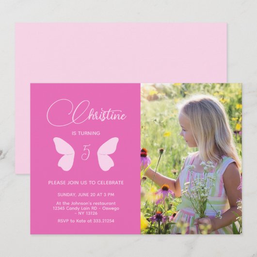 Fairy Girl Birthday Minimalist Simple Moderne Phot Kaart (Voorkant / Achterkant)