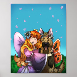 Fairy Girl en Dog Poster