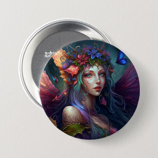 Fairy Girl Fantasy Art Button (Voorkant /achterkant)