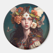 Fairy Girl Fantasy Art Button Magnet (Voorkant)