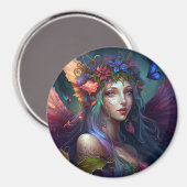 Fairy Girl Fantasy Art Button Magnet (Voorkant / Achterkant)