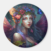 Fairy Girl Fantasy Art Button Magnet (Voorkant)