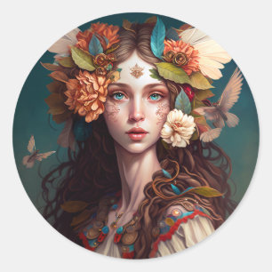 Fairy Girl Fantasy Art Classic Round Sticker