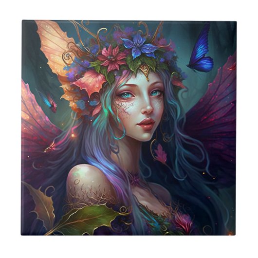 Fairy Girl Fantasy Art-keramische Tegel Tegeltje (Voorkant)