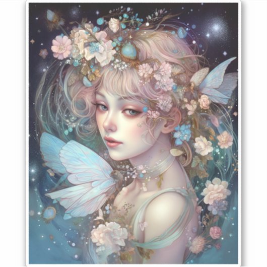 Fairy Girl Fantasy Art Sticker (Voorkant)