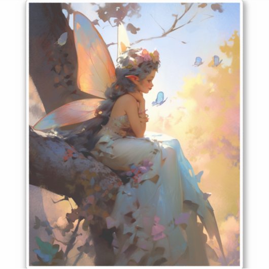 Fairy Girl Fantasy Art Sticker (Voorkant)