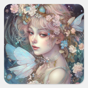 Fairy Girl Fantasy Art Vierkante Sticker