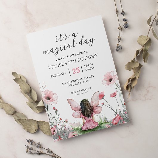 Fairy Girl Garden Roze Verjaardag Kaart