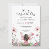 Fairy Girl Garden Roze Verjaardag Kaart (Voorkant)