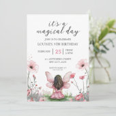 Fairy Girl Garden Roze Verjaardag Kaart (Staand voorkant)