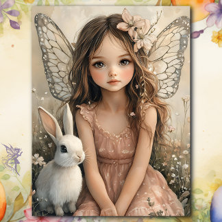 Fairy Girl met vlindervleugels en konijn Tissuepapier
