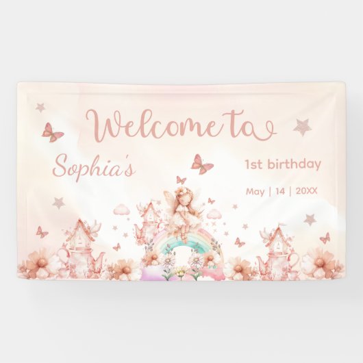 Fairy Girl Rainbow Magic Theepot Verjaardag Spandoek (Horizontaal)