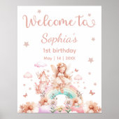 Fairy Girl Rainbow Magical Theepot Verjaardag Poster (Voorkant)