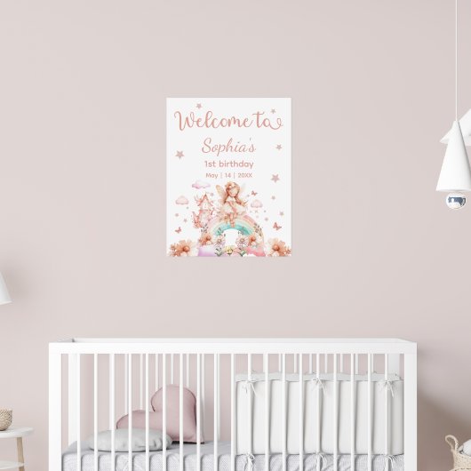 Fairy Girl Rainbow Magical Theepot Verjaardag Poster (Kinderkamer 2)