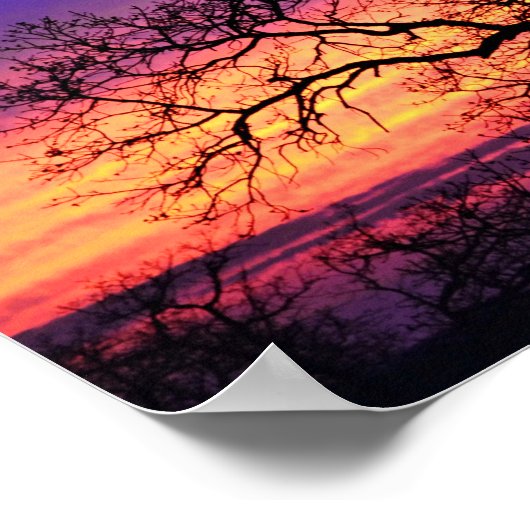 Fairy Girl Silhouetted Tree Sunset Poster (Hoek)