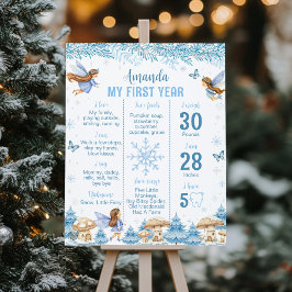 Fairy Girl Winter Garden Verjaardag Milestone Sign Poster