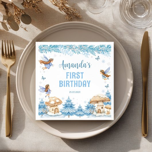Fairy Girl Winter Garden Verjaardag servetten