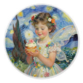 Fairy Girl with Cupcake| Fairytale Keramische Knop (Voorkant)