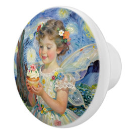 Fairy Girl with Cupcake| Fairytale Keramische Knop