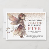 Fairy Girl's 5e uitnodiging voor een verjaardag (Voorkant)