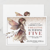Fairy Girl's 5e uitnodiging voor een verjaardag (Voorkant / Achterkant)