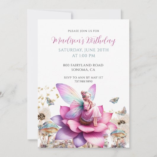 Fairy Girl's Birthday Enchanted Forest Kaart (Voorkant)