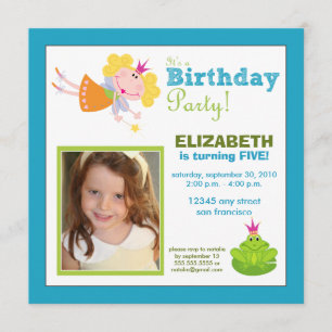 Fairy Girls Birthday Party nodigt uit: aqua Kaart
