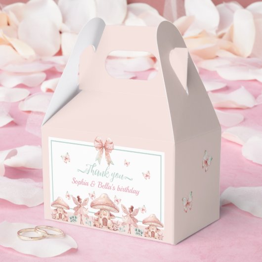 Fairy Girls Mushroom House Ribbon Twins Verjaardag Bedankdoosjes (Huwelijk)