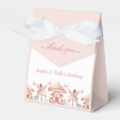 Fairy Girls Mushroom House Ribbon Twins Verjaardag Bedankdoosjes (Voorkant Zijde)