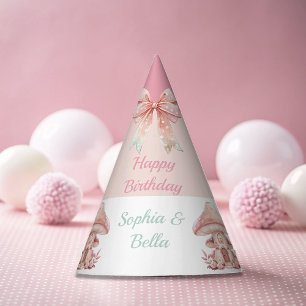 Fairy Girls Mushroom House Ribbon Twins Verjaardag Feesthoedjes