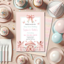 Fairy Girls Mushroom House Ribbon Twins Verjaardag