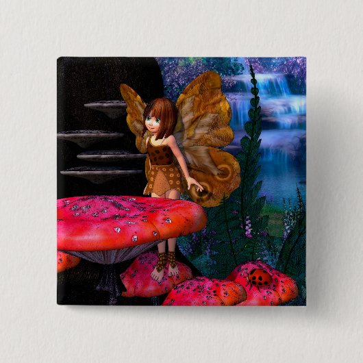 Fairy Glen Vierkante Button 5,1 Cm (Voorkant)