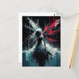 Fairy Glitch Black Red Blue Briefkaart