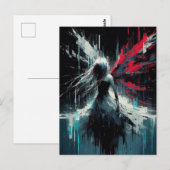 Fairy Glitch Black Red Blue Briefkaart (Voorkant / Achterkant)