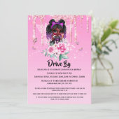 Fairy glitter Afro-Amerikaans meisje roze verjaard Kaart (Staand voorkant)