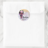 Fairy glitter roze paarse gouden vlinder dank u ronde sticker (Tas)