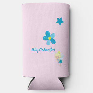 Fairy Godmoeder Custom Text and Flowers Seltzer Blikjeskoeler