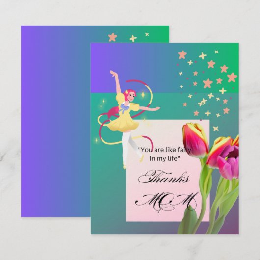 "Fairy Godmother Bedankt" Bedankkaart (Voorkant / Achterkant)