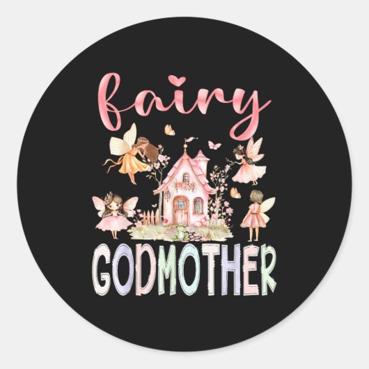 Fairy Godmother Magical Floral Funny Birthday Girl Ronde Sticker (Voorkant)