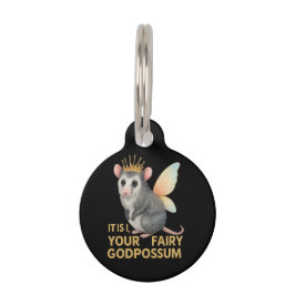 Fairy Godpossum Schattige Opossum met kroon en vle Huisdierpenning