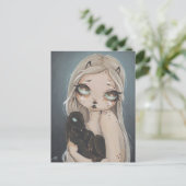 Fairy gothic jackalope fantasy art briefkaart (Staand voorkant)