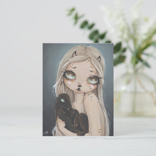 Fairy gothic jackalope fantasy art briefkaart (Staand voorkant)