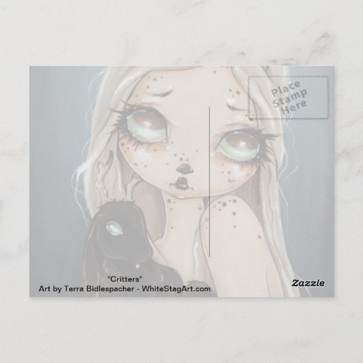 Fairy gothic jackalope fantasy art briefkaart (Achterkant)