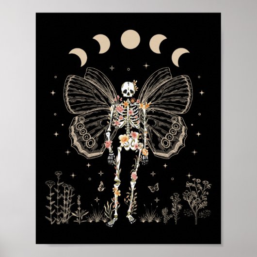Fairy Grunge Fairycore Aesthetic Butterfly Skeleto Poster (Voorkant)