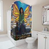 Fairy Guardian Doberman Hond Douchegordijn (In situ)