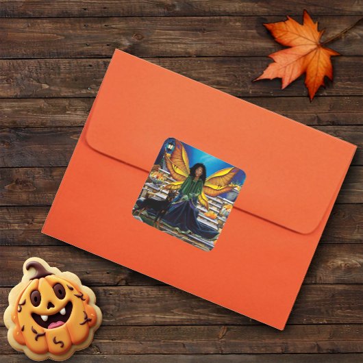 Fairy Guardian Doberman Hond Vierkante Sticker