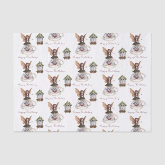 Fairy Happy Birthday-discussiestuk Tissuepapier (Voorkant)