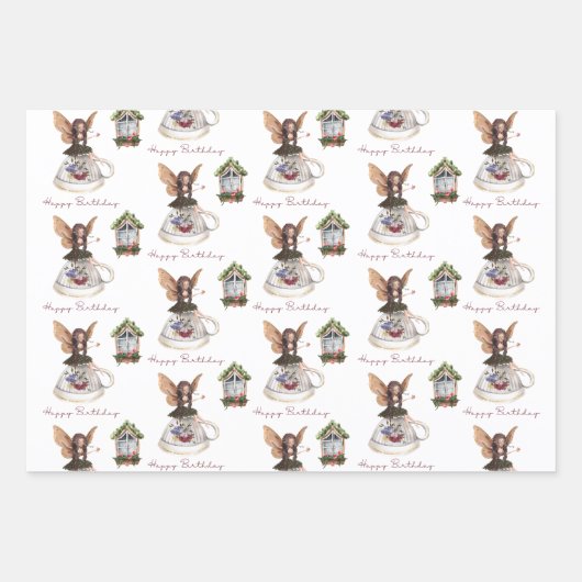 Fairy Happy Birthday Wrapping Paper Set (Voorkant 3)